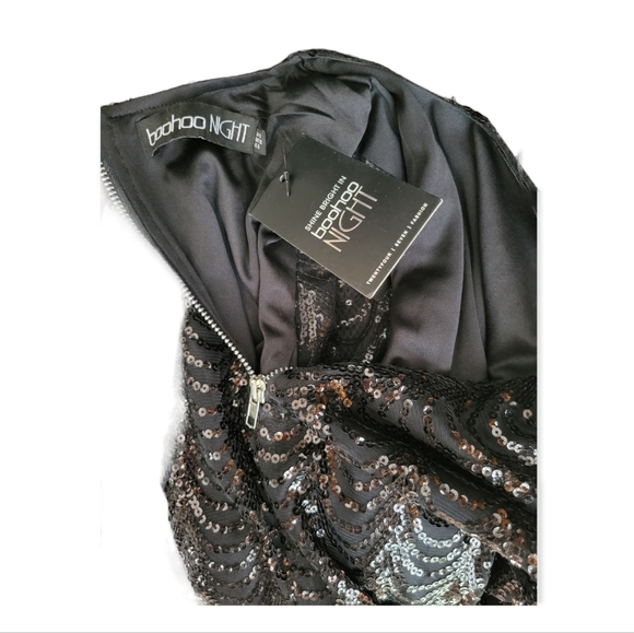 NEW Black Long Sleeve Sequin Tassel Zip Back Top Size 6 - Picture 4 of 5